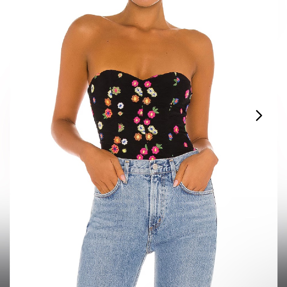 NWT Lovers and Friends Black Floral Bodysuit